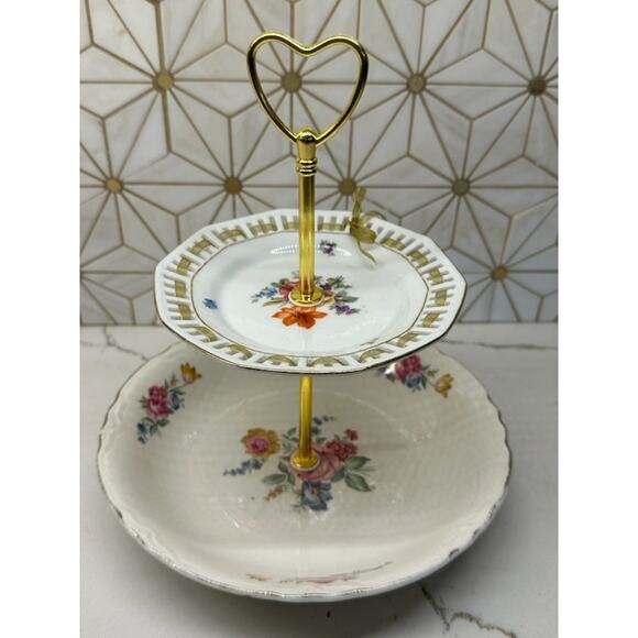 Two-Tier Jewelry or Trinket Tray | Vintage China - Picture 6 of 7